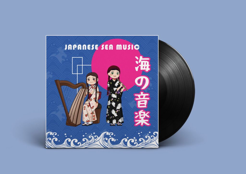 "Japanese sea music" an album with traditional Japanese folksongs about the sea, harps & flutes, Selene Broers & Martine Mussies. Japan Fans